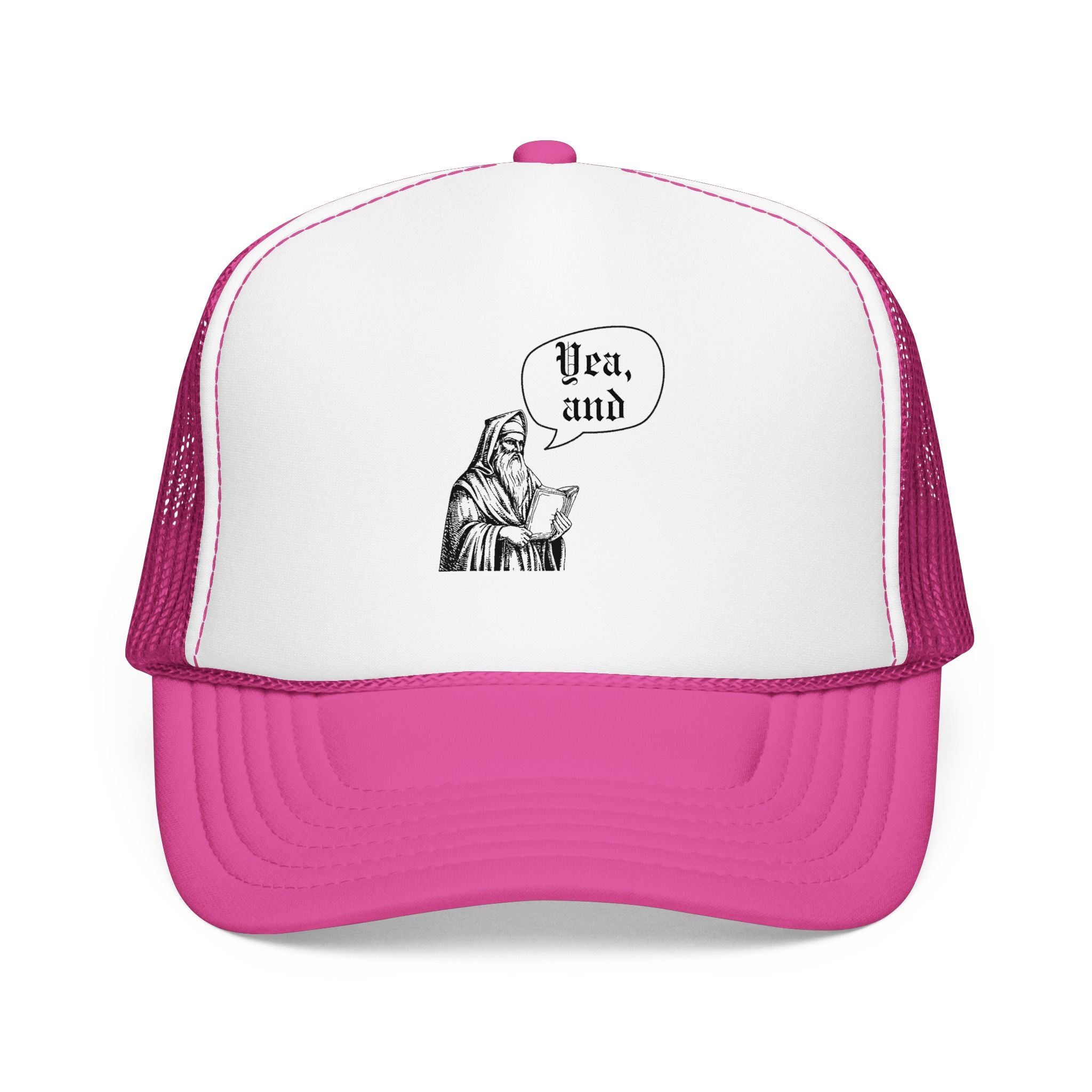 Yea, and improv hat, Monk Illustration with “Yea, and” Speech Bubble