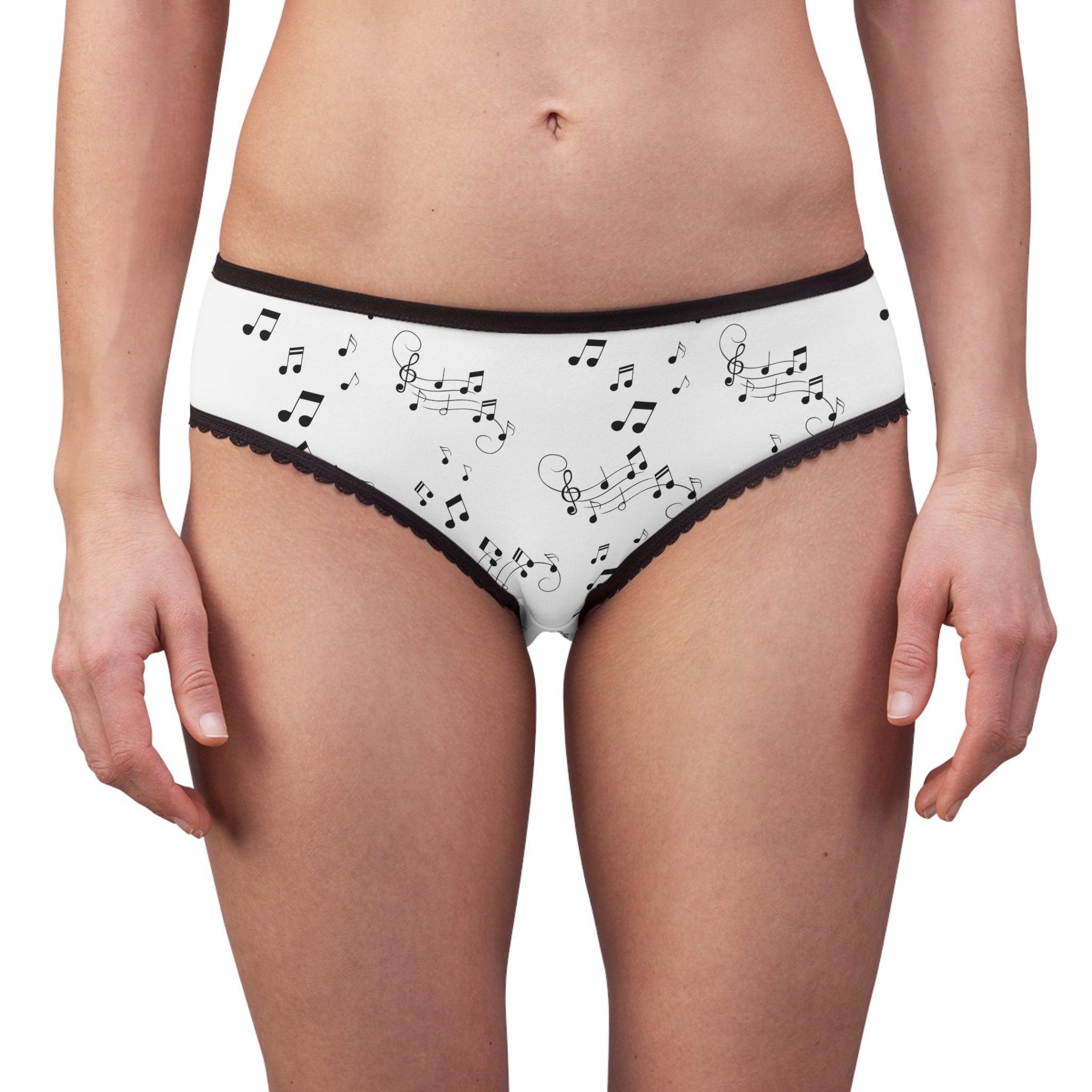 Musical Notes Women's Briefs - Black & White Sheet Music Print