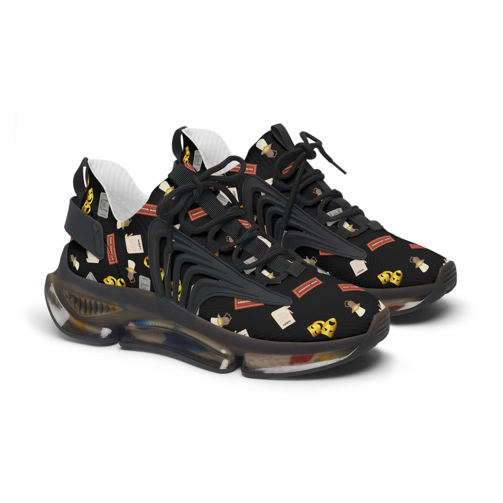 Women's Theater Sneakers with Comedy & Tragedy Masks, Ticket & Stage Lights Pattern