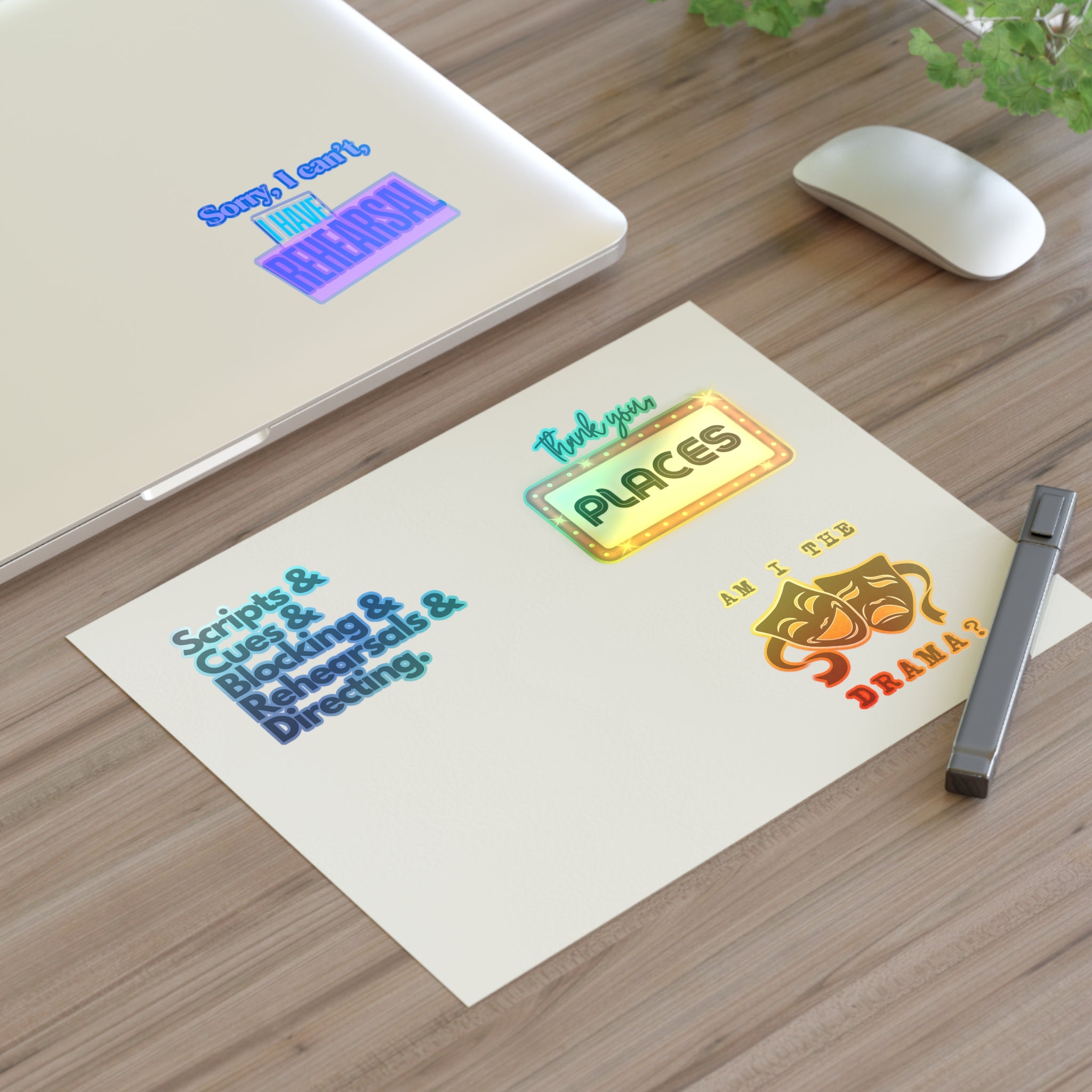 Theatre lover Stickers sticker sheet, sorry i have Rehearsal, thank you Places, Scripts and cues