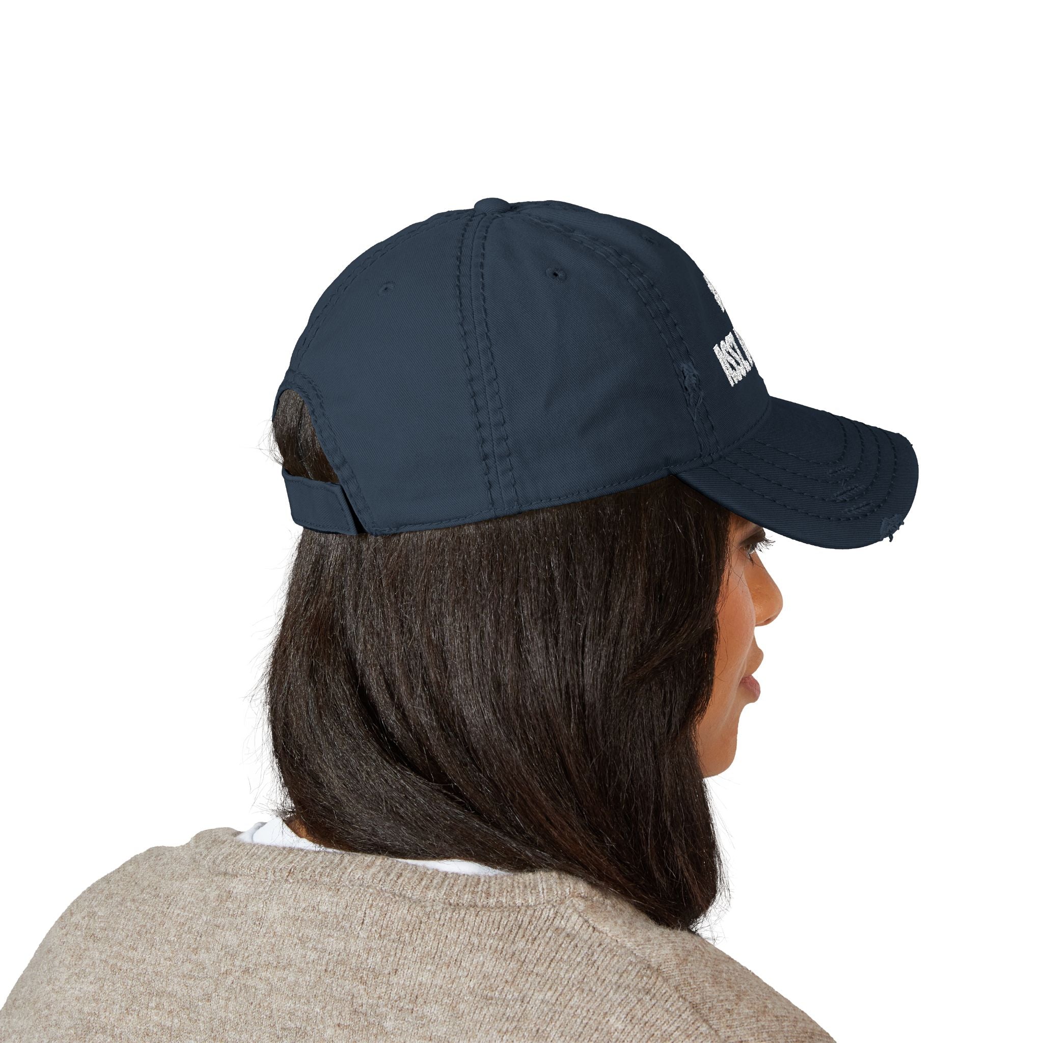 Number 1 Assistant Director distressed baseball hat, Distressed Embroidered Cap