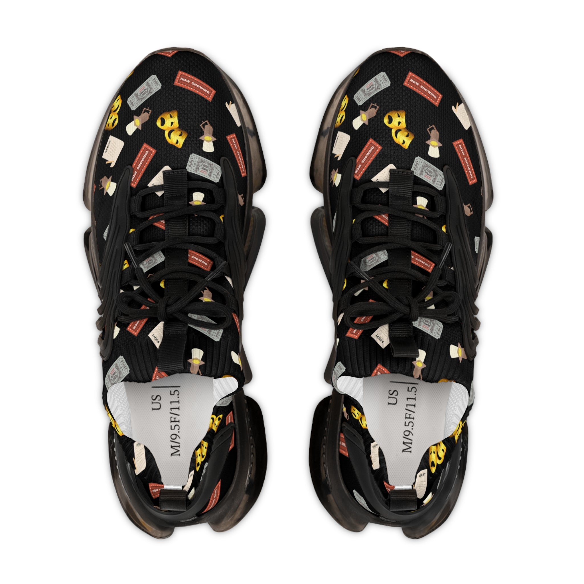 Men's mesh Comedy Tragedy Mask Theater Shoes, Stage Lights Ticket design