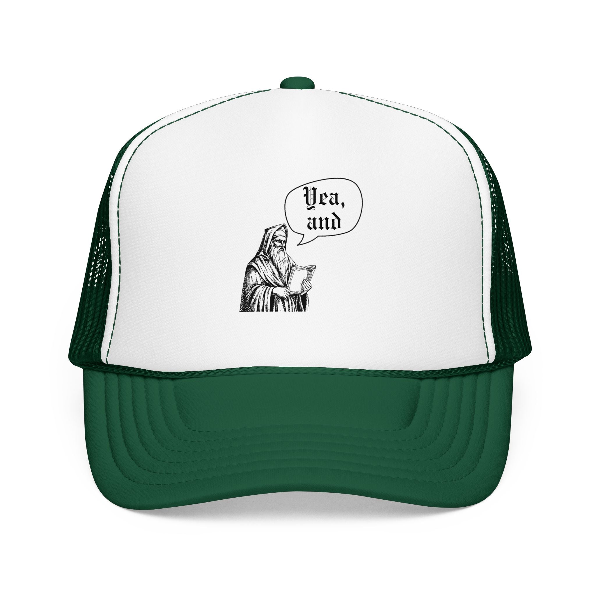 Yea, and improv hat, Monk Illustration with “Yea, and” Speech Bubble
