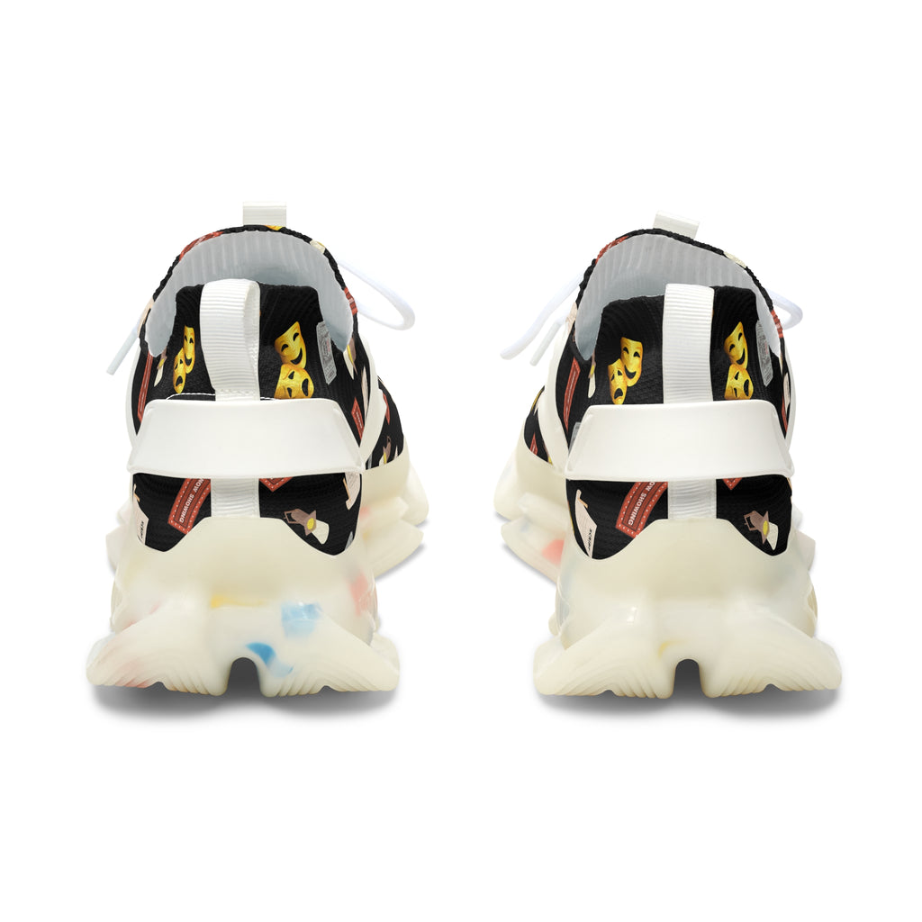 Women's Theater Sneakers with Comedy & Tragedy Masks, Ticket & Stage Lights Pattern