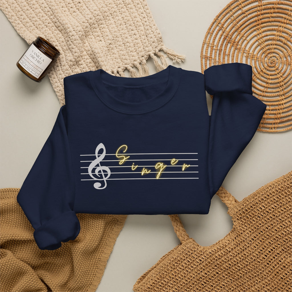 Music Staff Singer Crewneck Sweatshirt — Vocalist Musician Sweatshirt