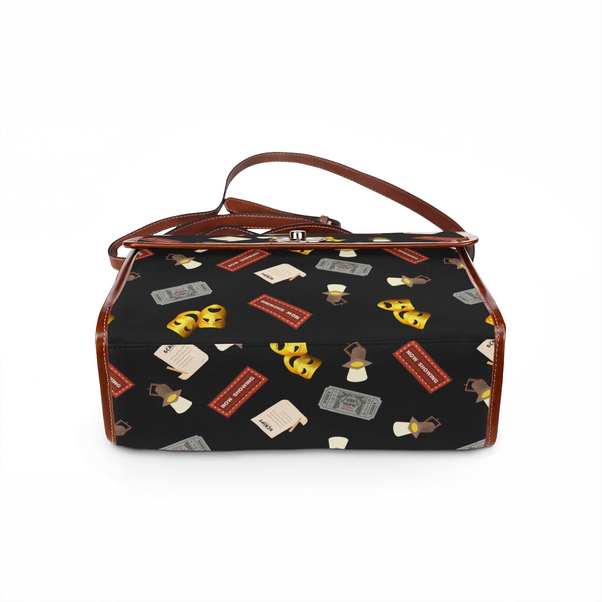Theater Masks Pattern Waterproof Canvas Bag, Playbill, Tickets, Spotlights