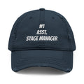 Number 1 Assistant Stage Manager Trucker Hat Distressed Embroidered Dad Hat