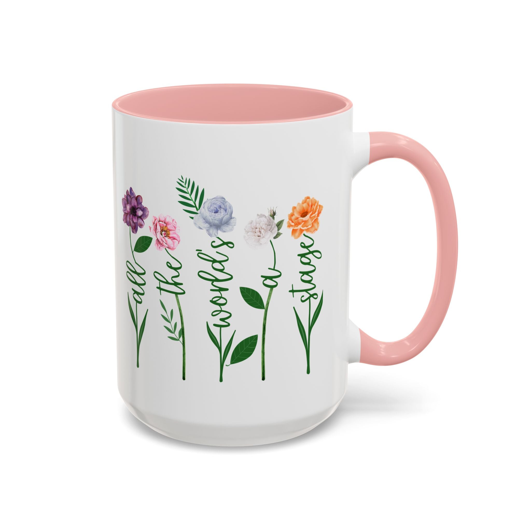 All the world's a stage floral Shakespeare quote mug
