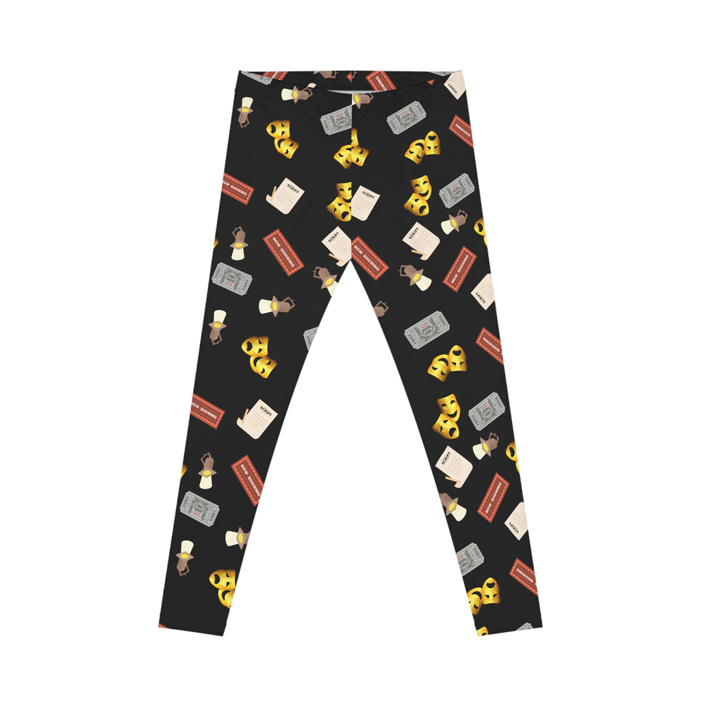 Theatre Lover Leggings Comedy and Tragedy Masks, Marquee, Tickets & Stage Lights