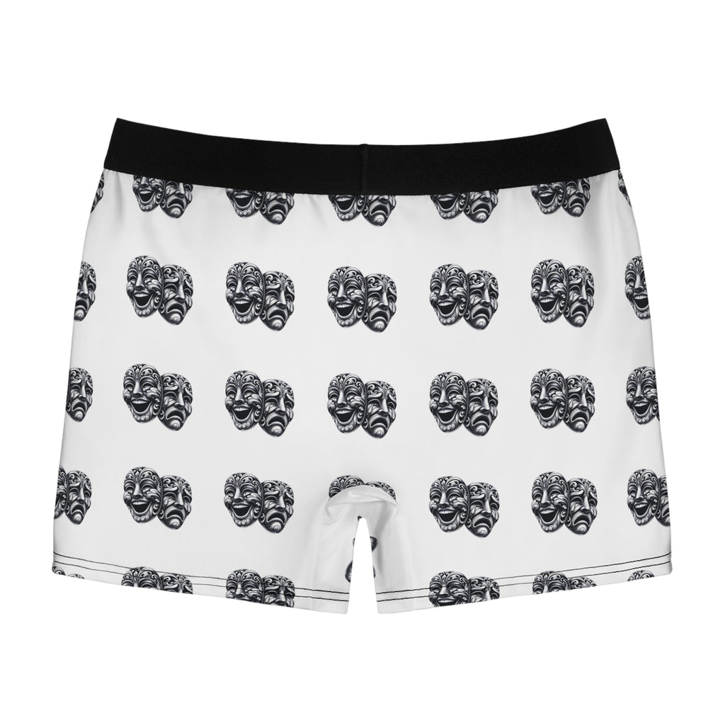 Actor boxers black and white, comedy tragedy masks underwear for him, theatre lover, community theatre present, gift basket, stage apparel