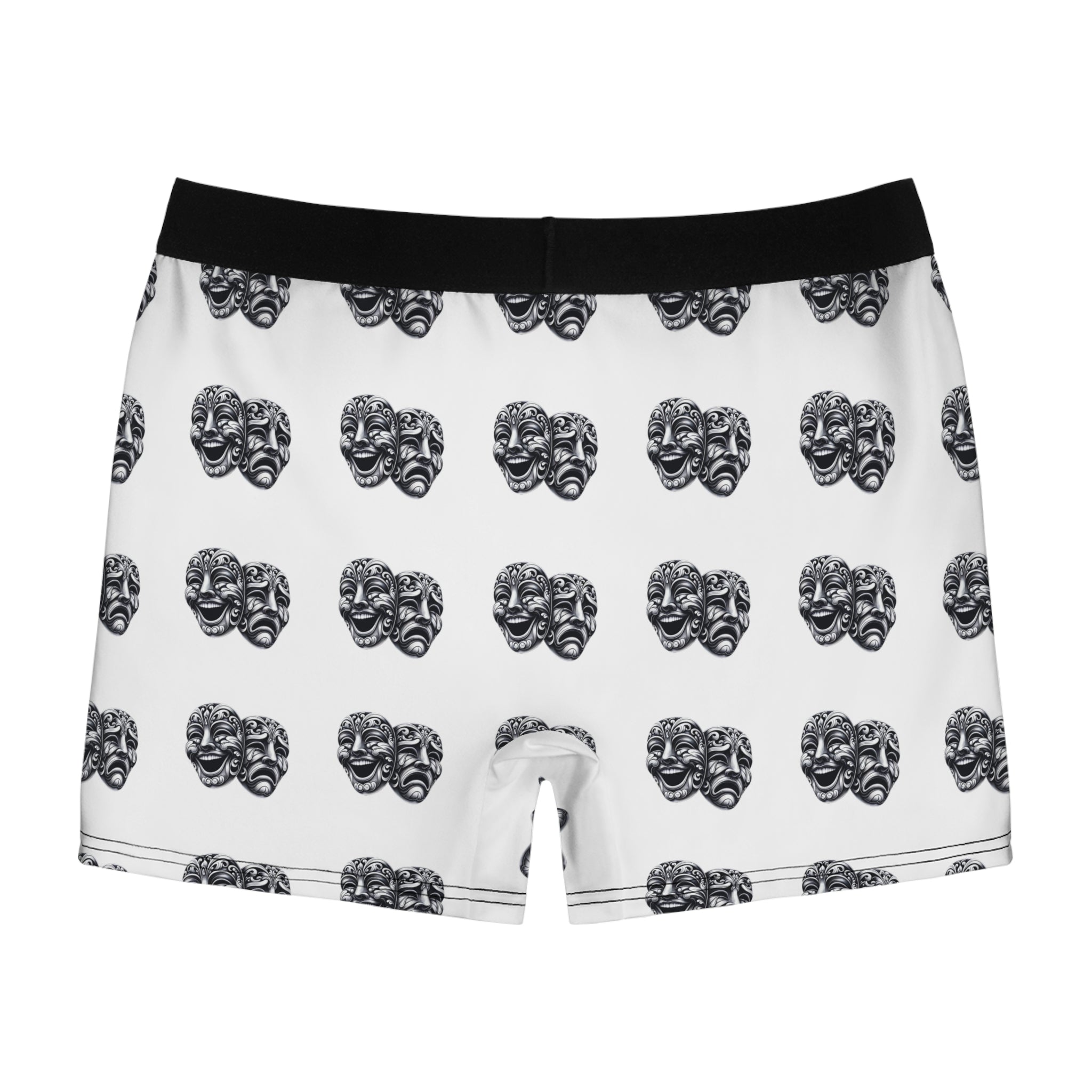 Actor boxers black and white, comedy tragedy masks underwear for him, theatre lover, community theatre present, gift basket, stage apparel
