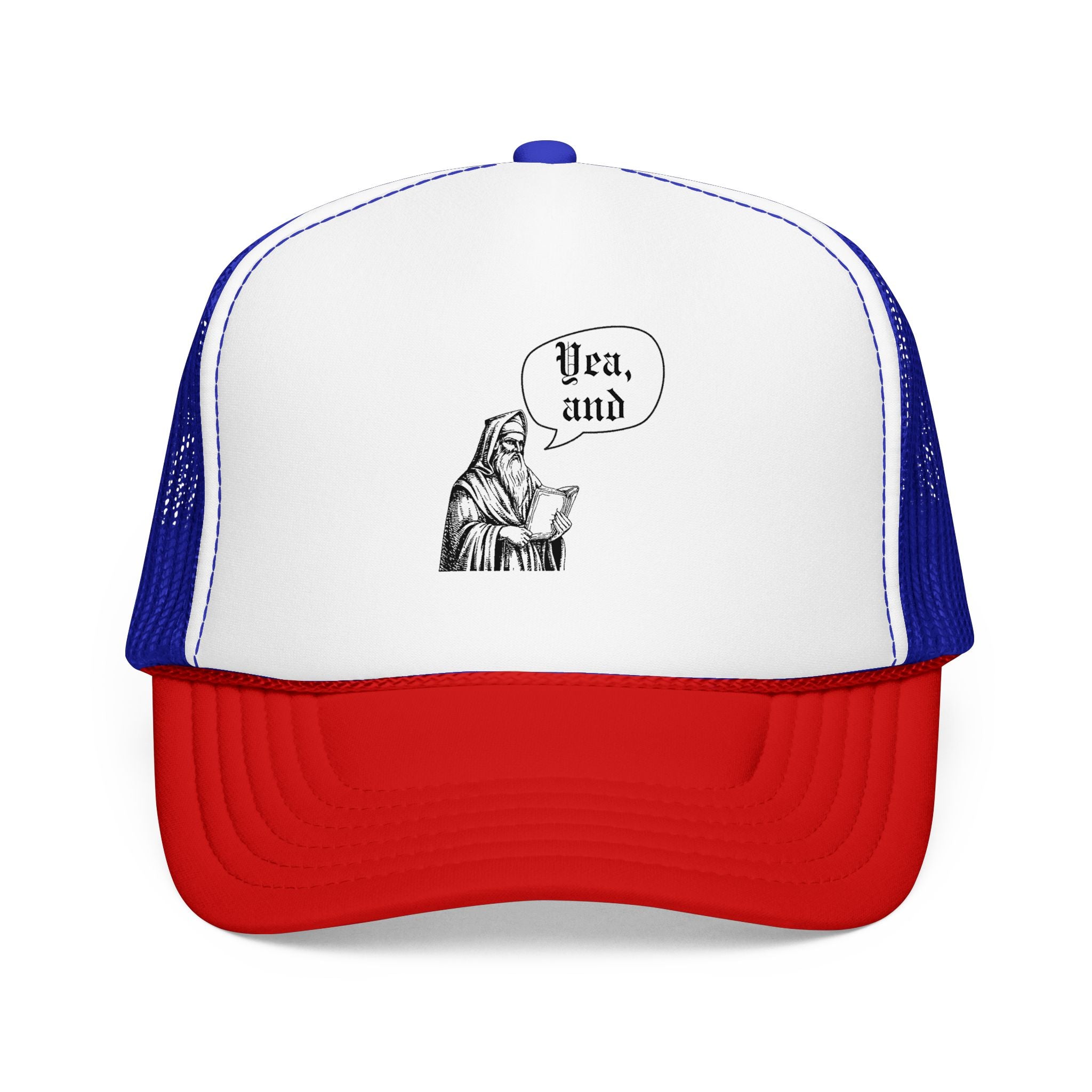 Yea, and improv hat, Monk Illustration with “Yea, and” Speech Bubble