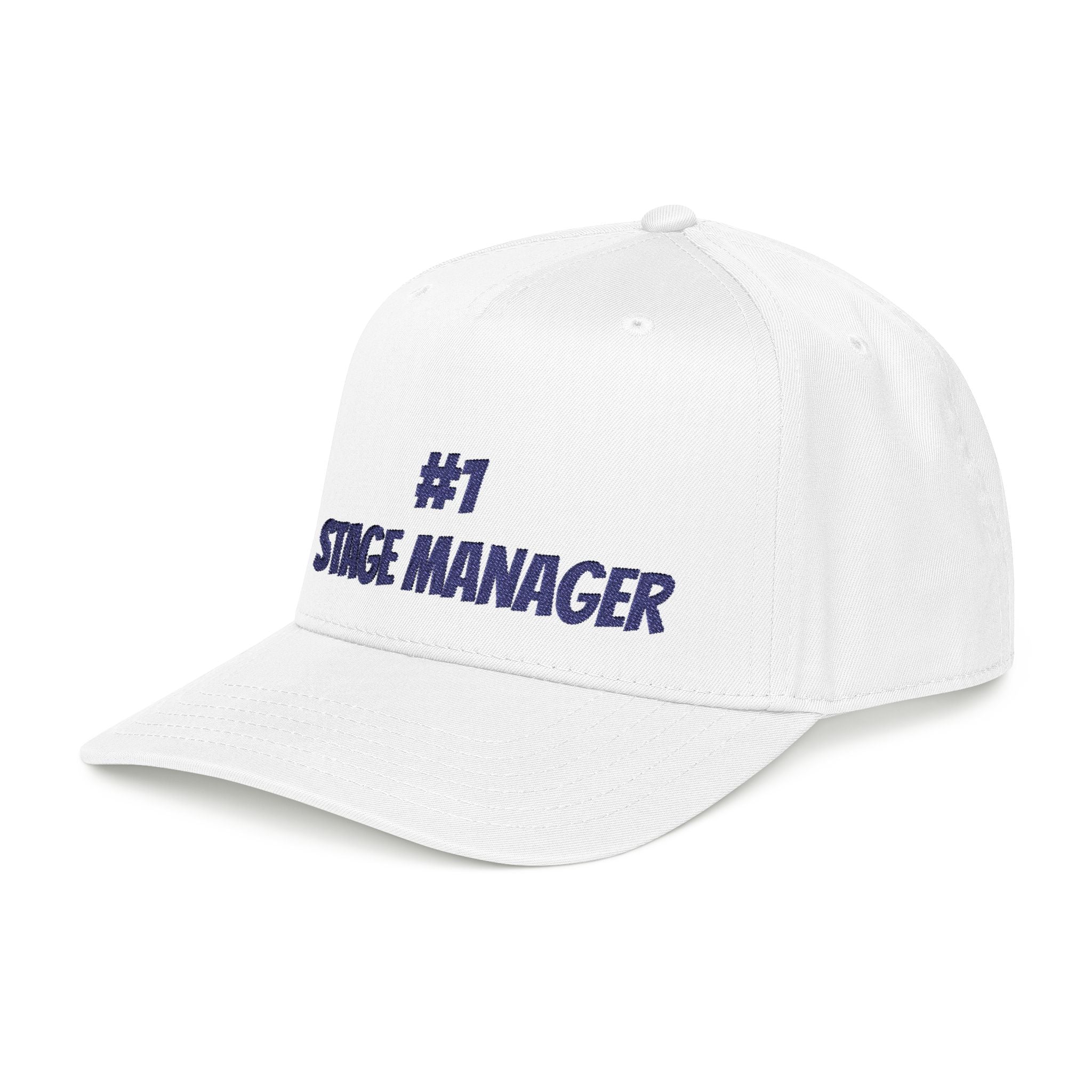 Stage Manager embroidered Baseball Cap | Theater Crew hat with navy thread font