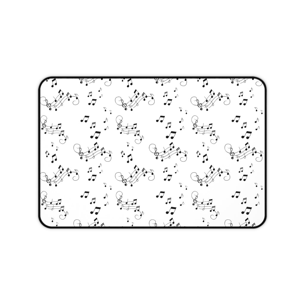 Music Notes Desk Mat, Black and White Musical Pattern Mouse Pad