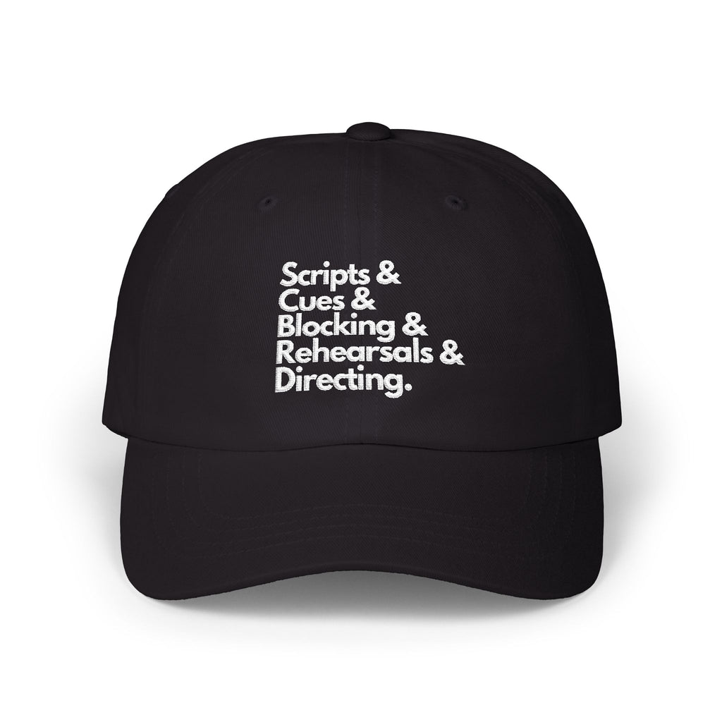 Theatre Script & Cues baseball cap for theatre directors, stage Crew, musical theatre gift Dad Cap