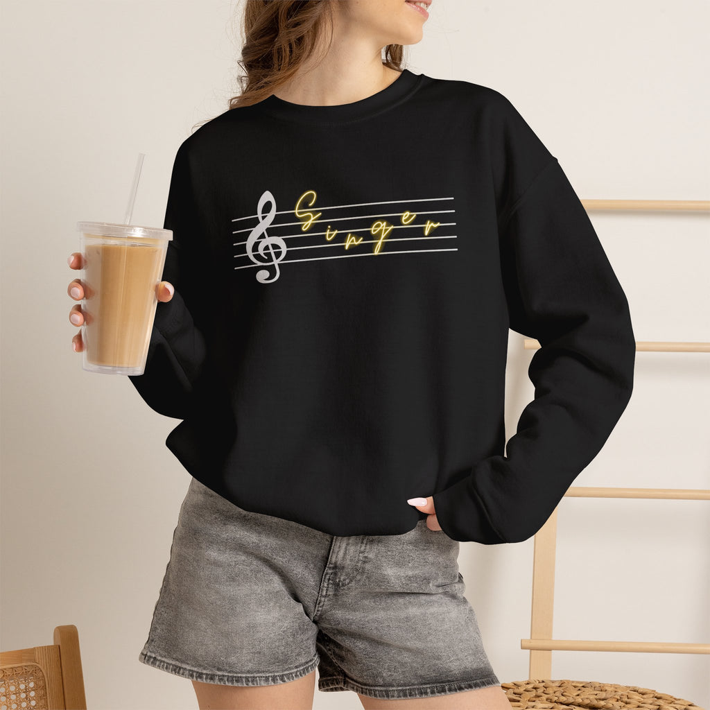 Music Staff Singer Crewneck Sweatshirt — Vocalist Musician Sweatshirt