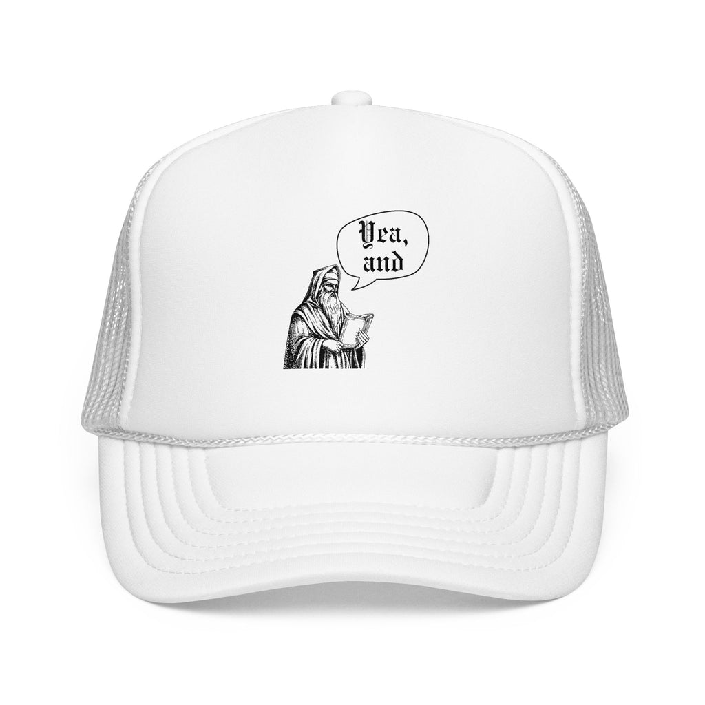 Yea, and improv hat, Monk Illustration with “Yea, and” Speech Bubble