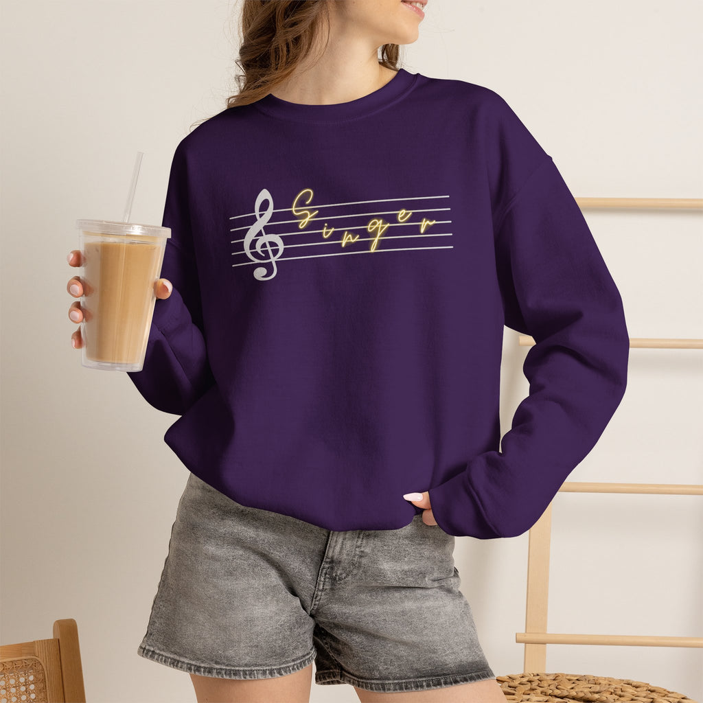 Music Staff Singer Crewneck Sweatshirt — Vocalist Musician Sweatshirt
