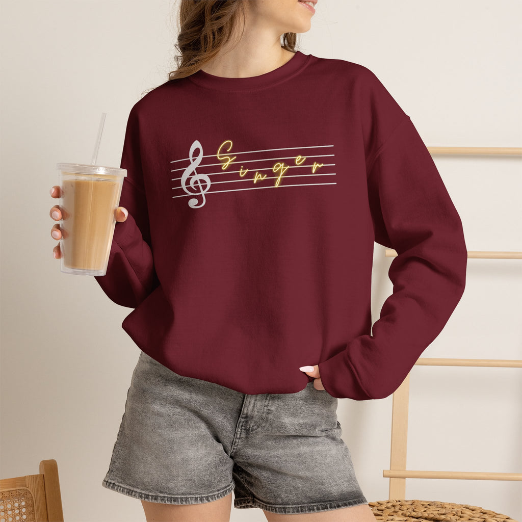 Music Staff Singer Crewneck Sweatshirt — Vocalist Musician Sweatshirt