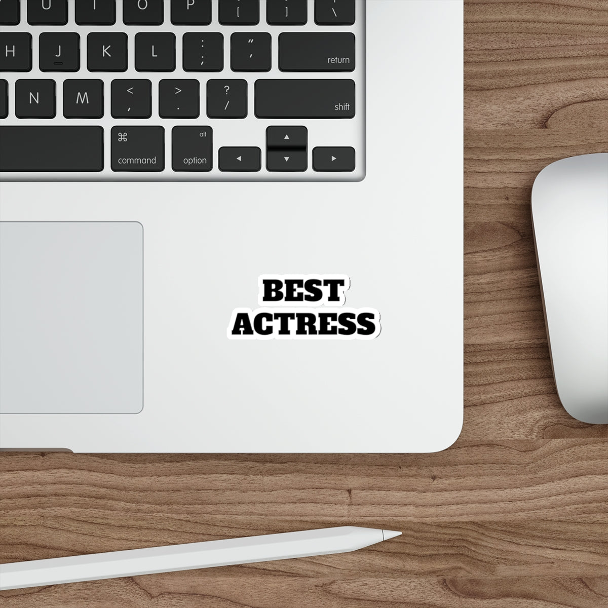 Best Actress Die-Cut Sticker — Bold Black Typography Laptop Decal