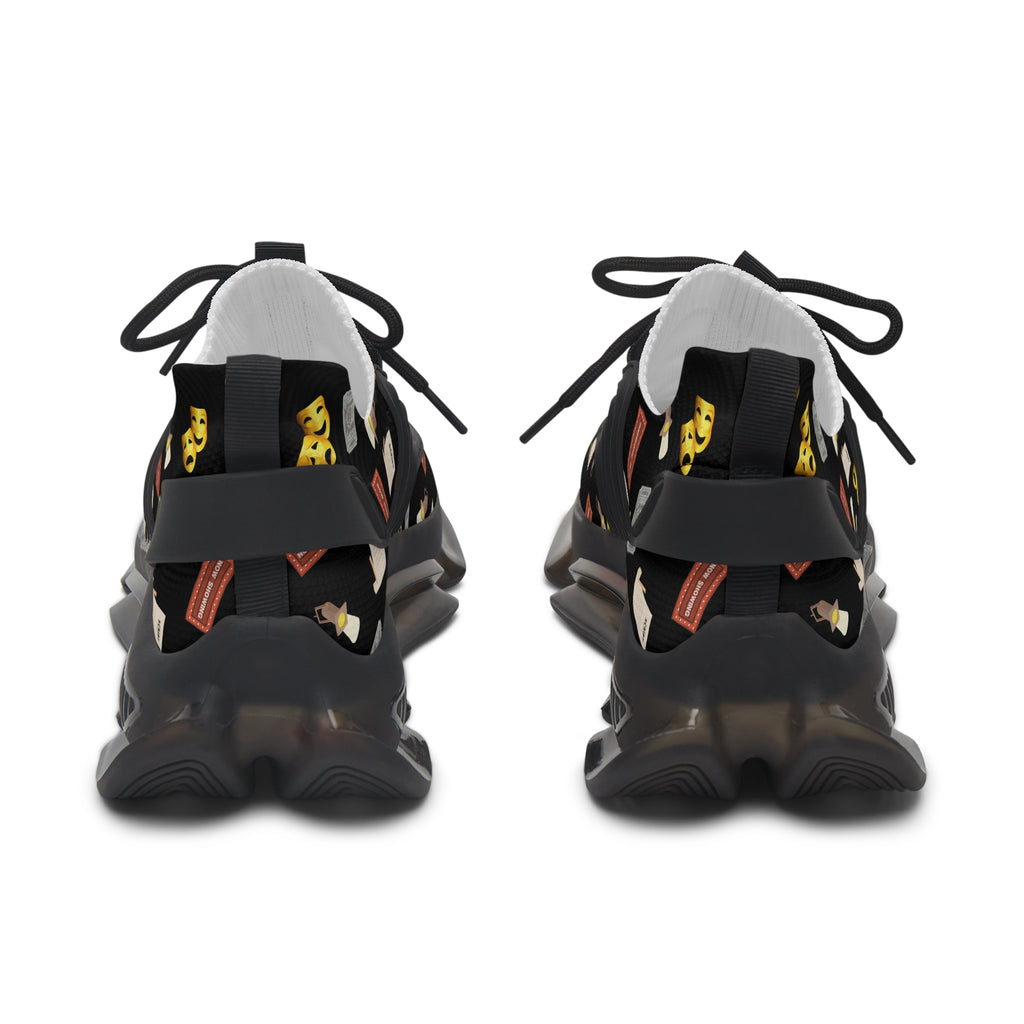 Women's Theater Sneakers with Comedy & Tragedy Masks, Ticket & Stage Lights Pattern