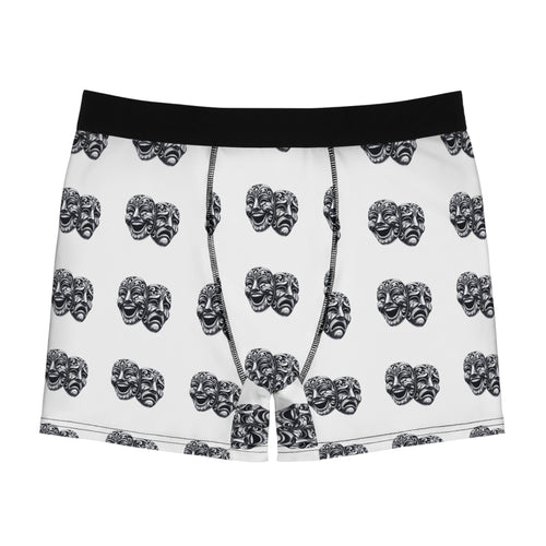 Actor boxers black and white, comedy tragedy masks underwear for him, theatre lover, community theatre present, gift basket, stage apparel