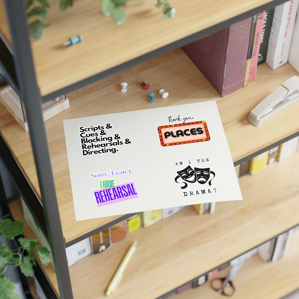 Theatre lover Stickers sticker sheet, sorry i have Rehearsal, thank you Places, Scripts and cues