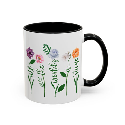All the world's a stage floral Shakespeare quote mug