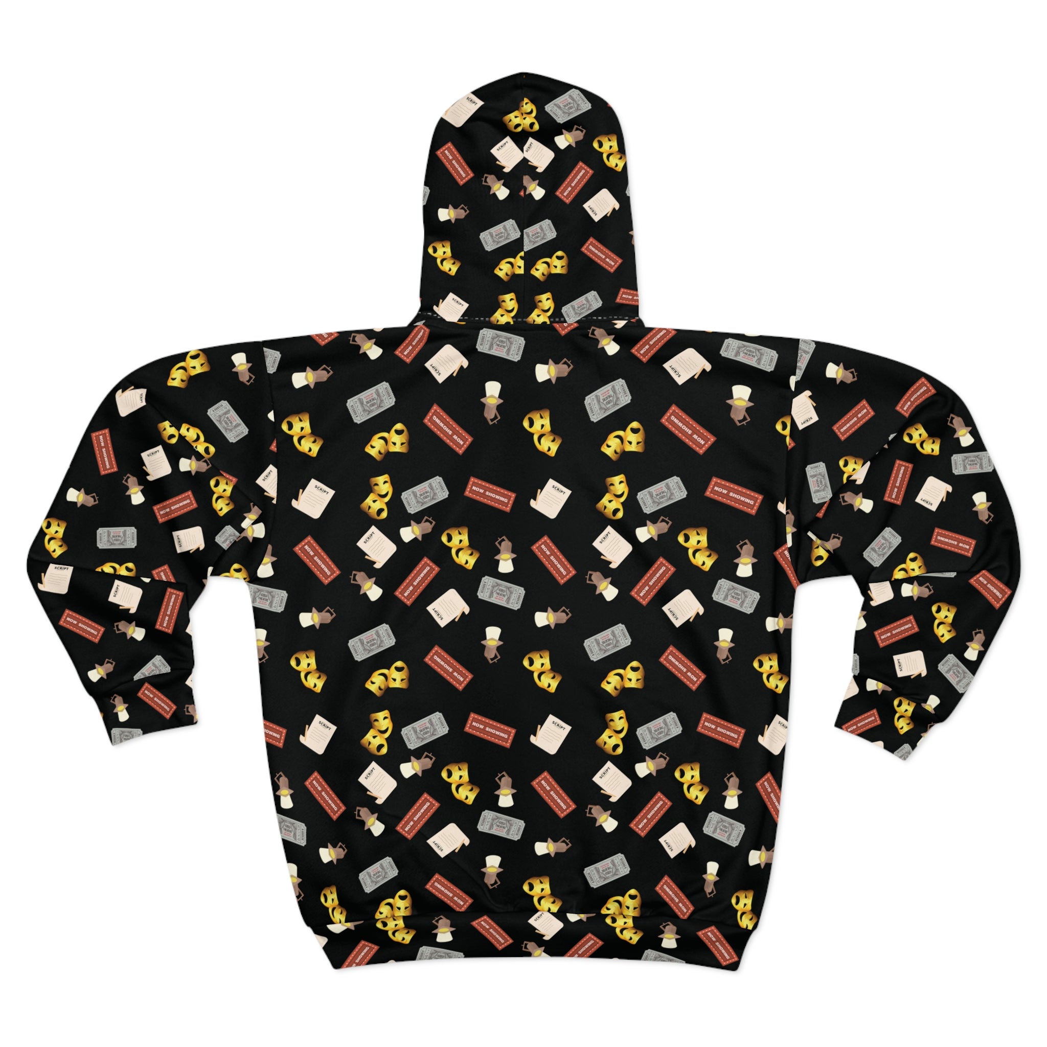 Comedy Tragedy Masks, tickets, marquee and stage lights Zip Hoodie, Theatre Sweatshirt