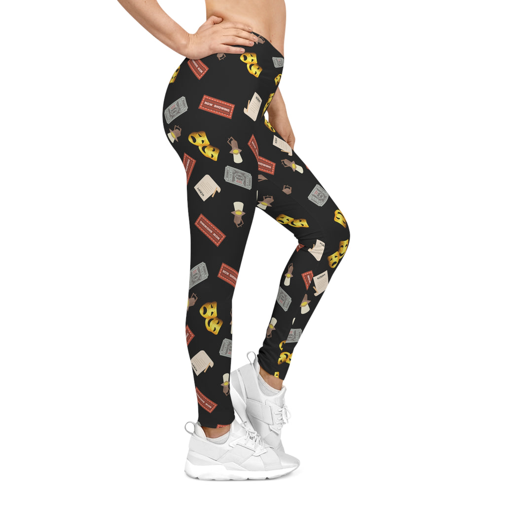 Theatre Lover Leggings Comedy and Tragedy Masks, Marquee, Tickets & Stage Lights