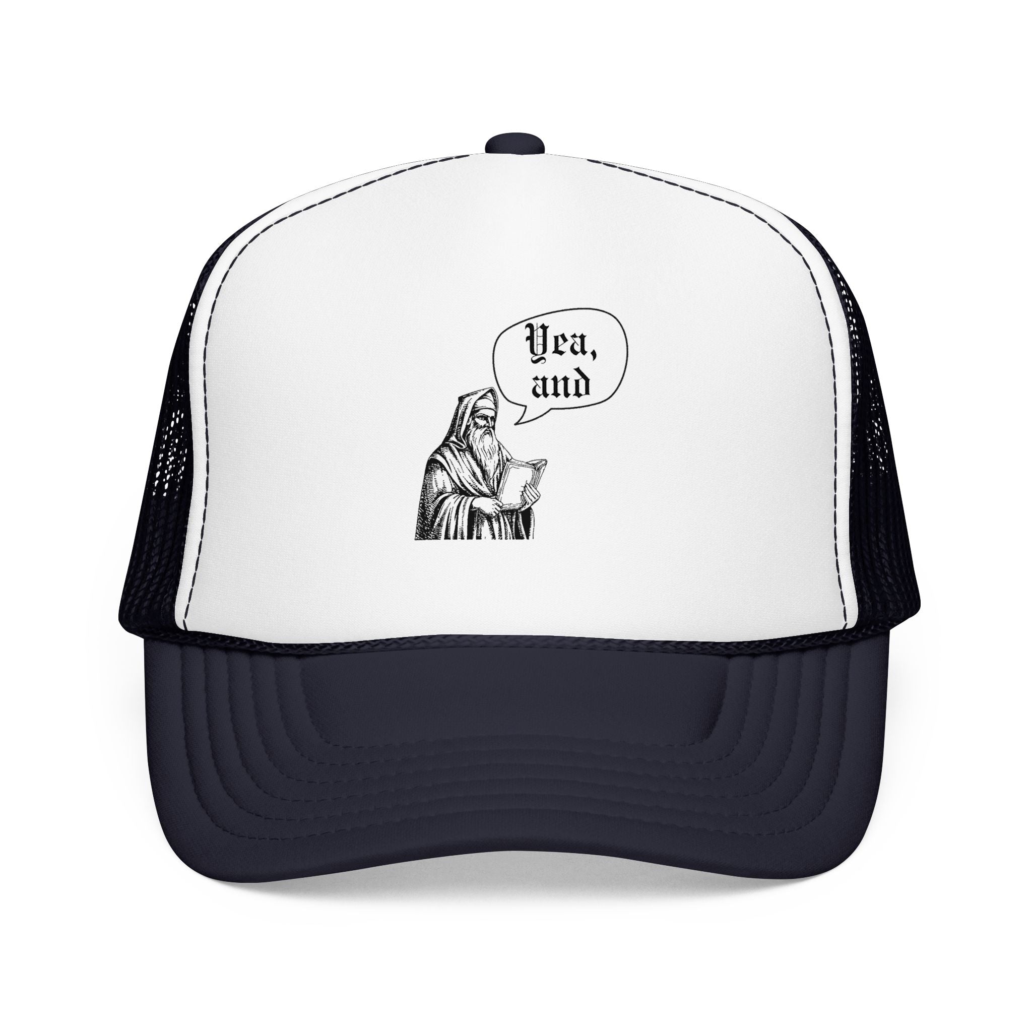 Yea, and improv hat, Monk Illustration with “Yea, and” Speech Bubble