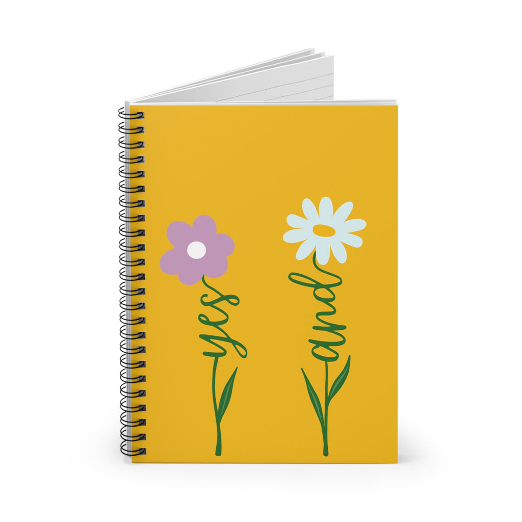 Floral Yes and Ruled Spiral Notebook, Inspirational Daisy Journal