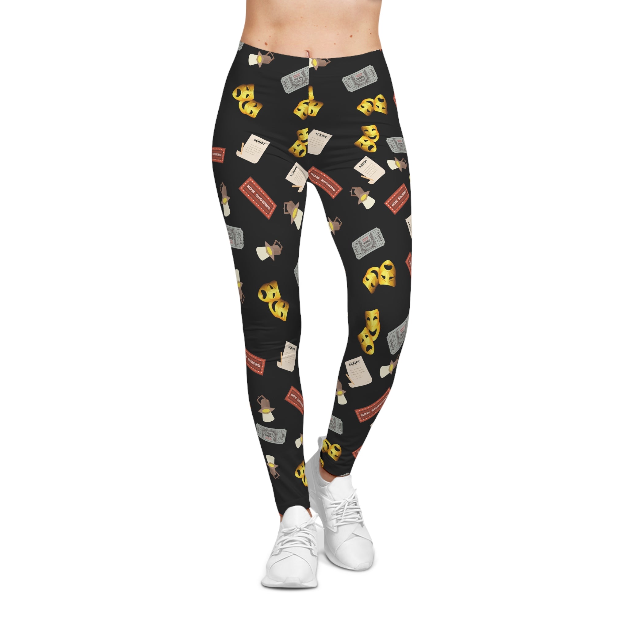 Theatre Lover Leggings Comedy and Tragedy Masks, Marquee, Tickets & Stage Lights