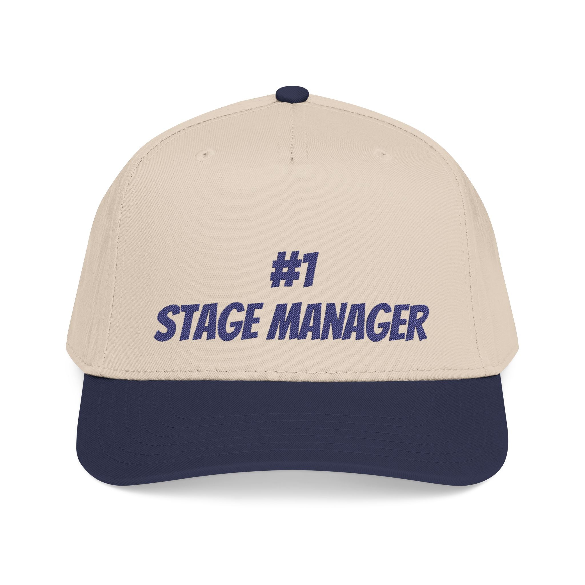 Stage Manager embroidered Baseball Cap | Theater Crew hat with navy thread font