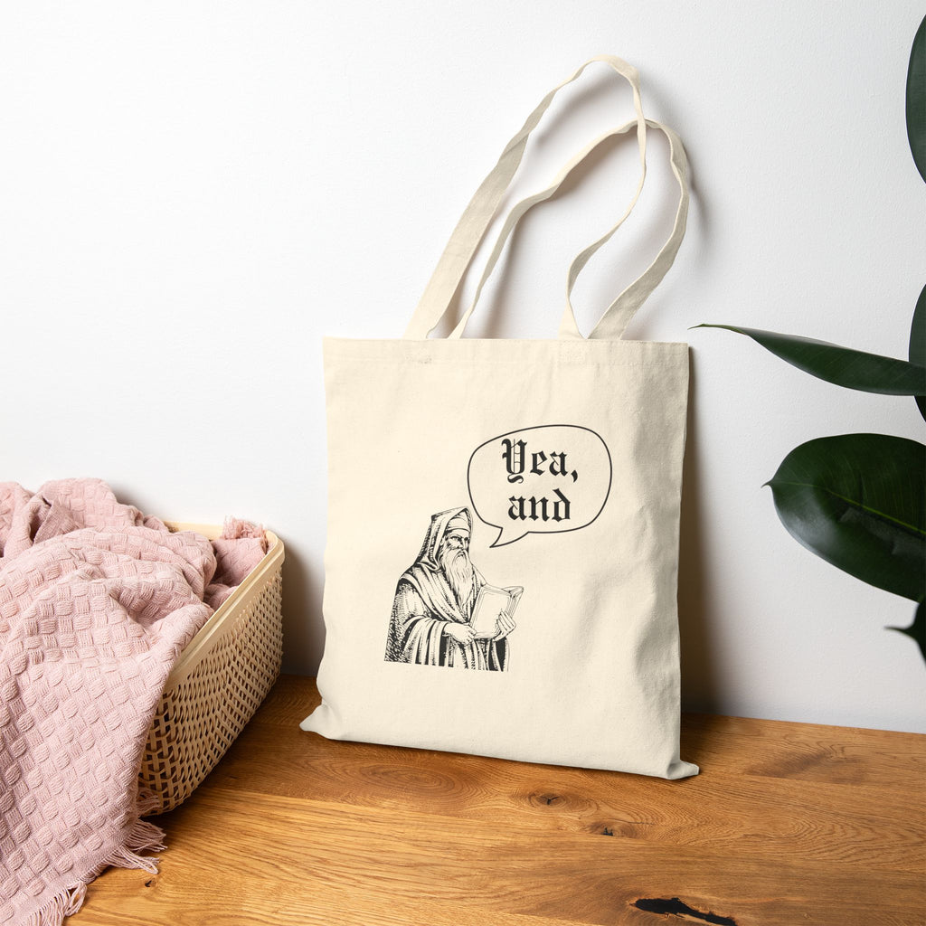 Yea, and improv Canvas Tote, Funny Medieval improviser Gift