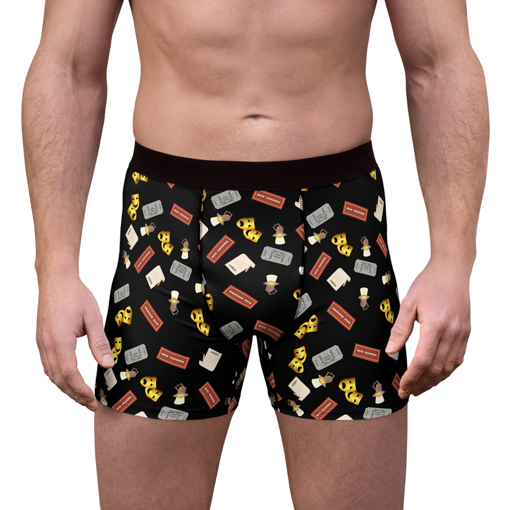 Comedy & Tragedy Theatre Mask Men's Boxer Briefs — Stage-Themed underwear for him