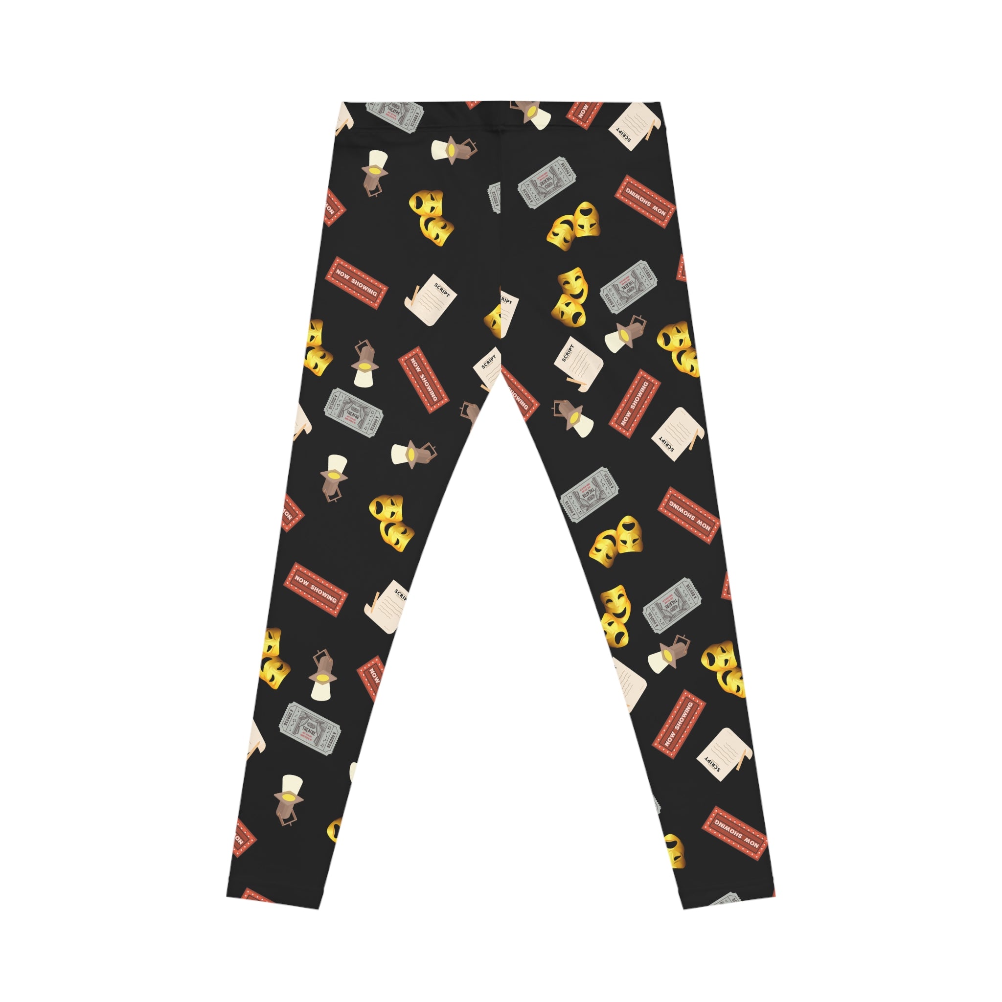 Theatre Lover Leggings Comedy and Tragedy Masks, Marquee, Tickets & Stage Lights