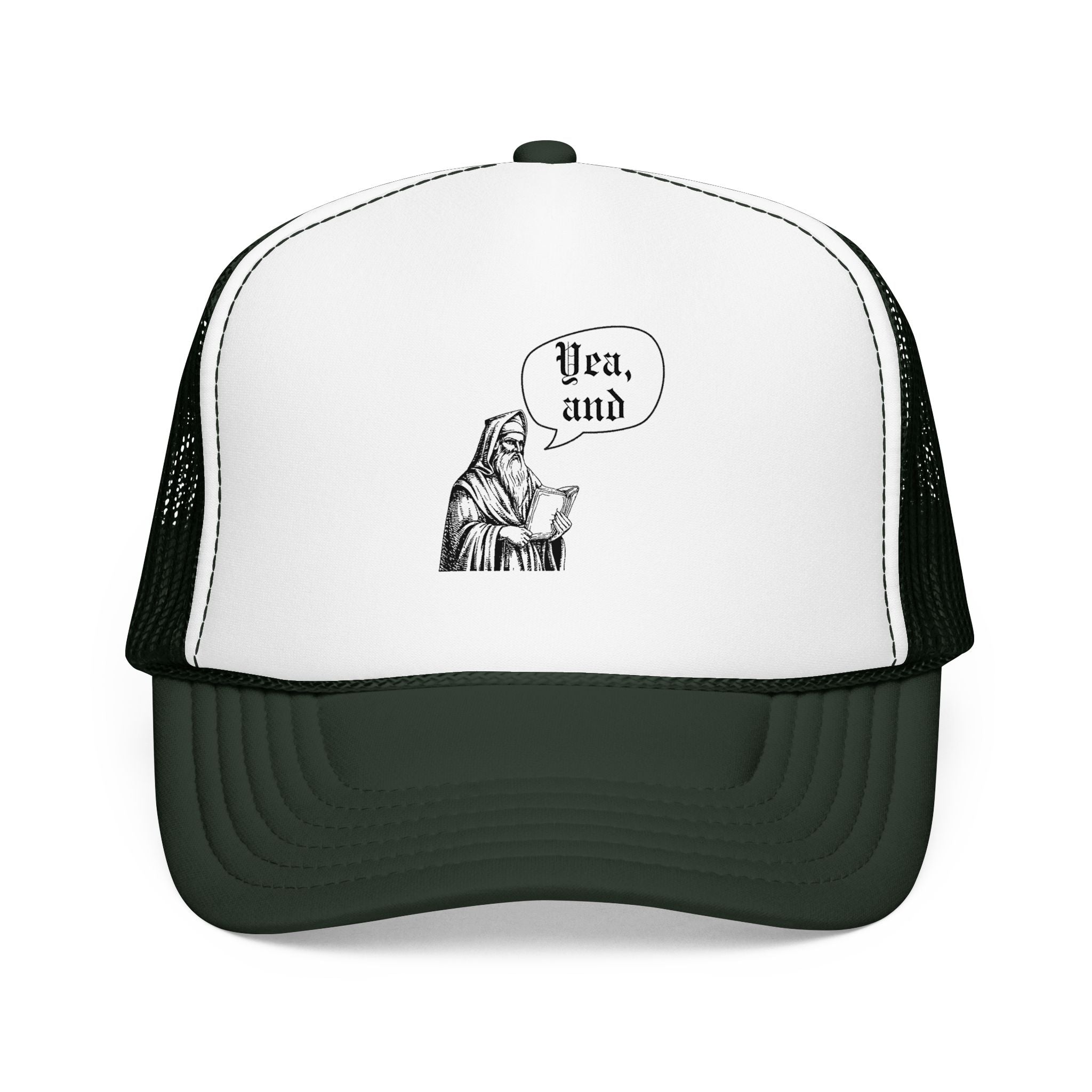 Yea, and improv hat, Monk Illustration with “Yea, and” Speech Bubble