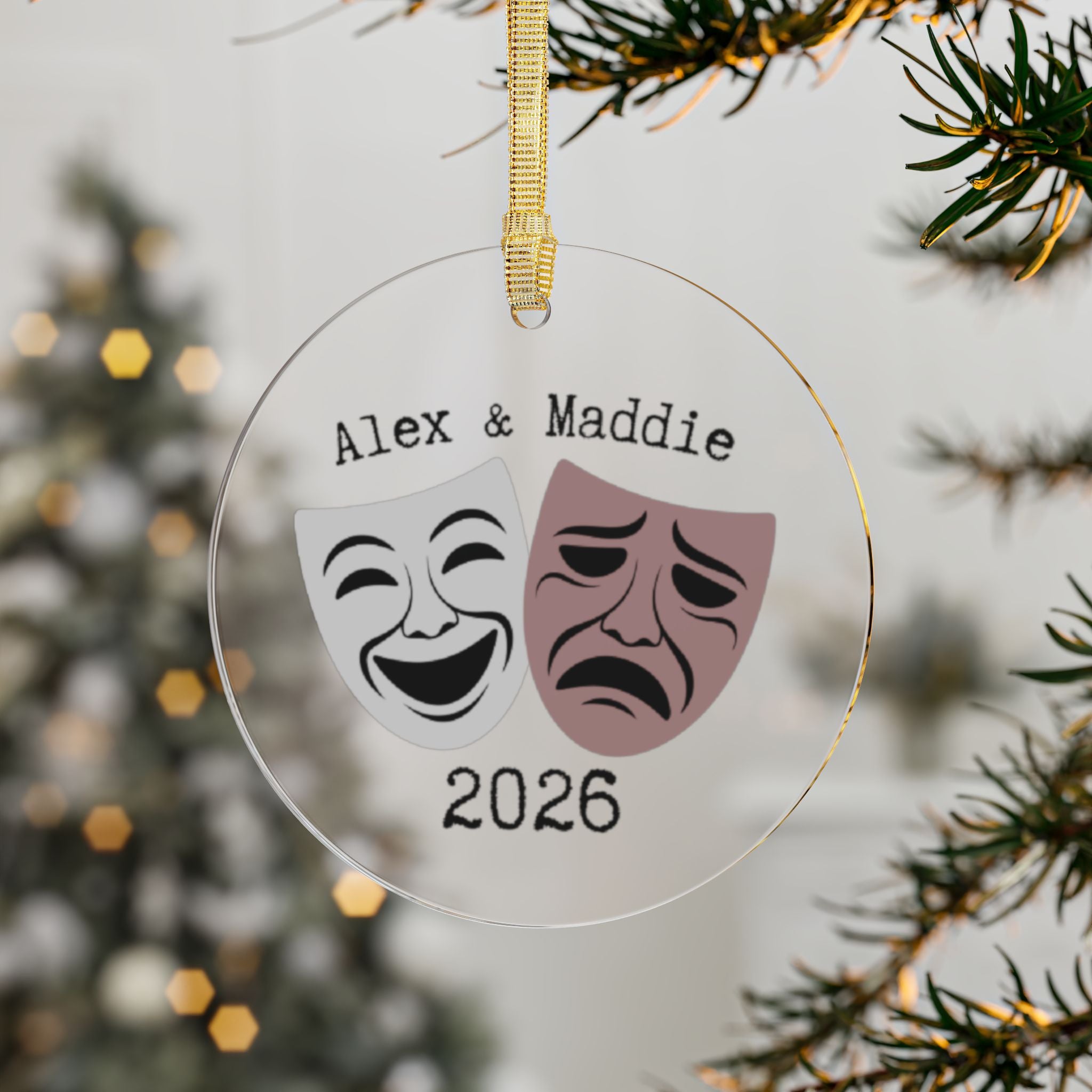 Personalized Comedy & Tragedy Theater Ornament for Couples