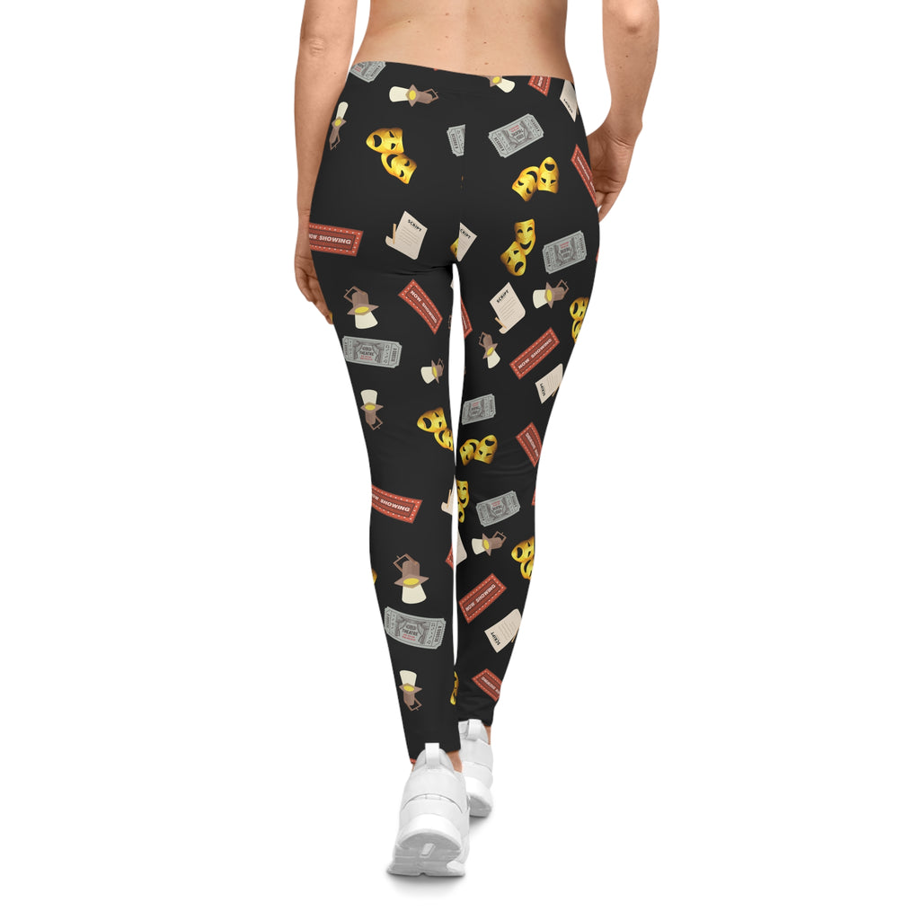 Theatre Lover Leggings Comedy and Tragedy Masks, Marquee, Tickets & Stage Lights