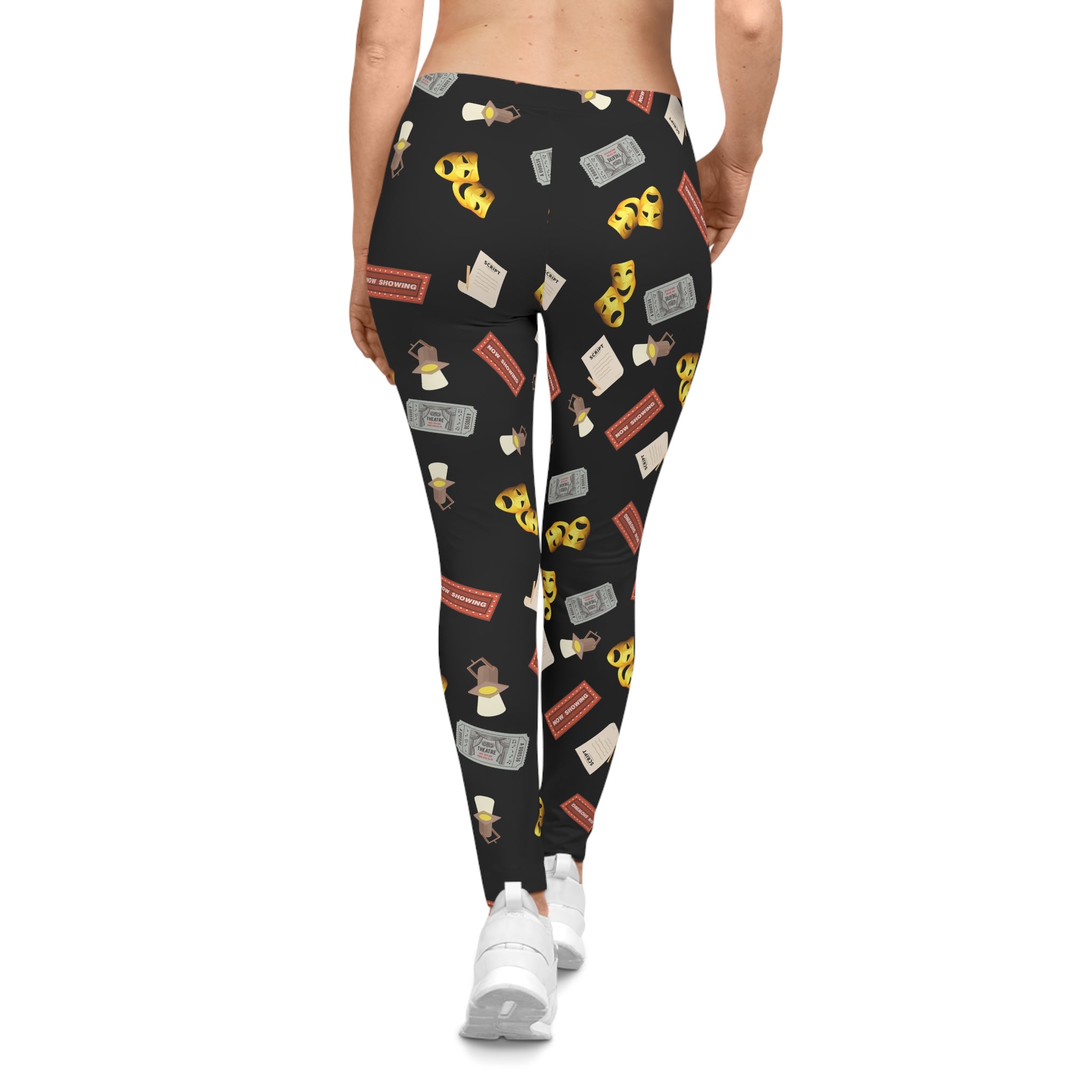 Theatre Lover Leggings Comedy and Tragedy Masks, Marquee, Tickets & Stage Lights
