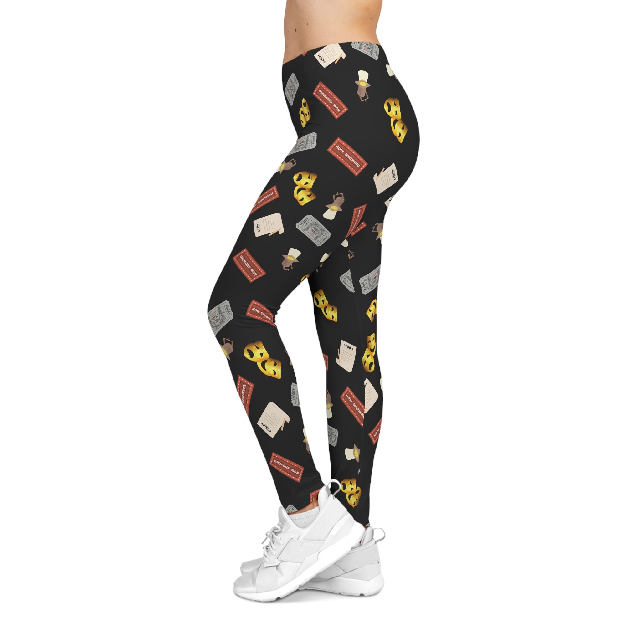 Theatre Lover Leggings Comedy and Tragedy Masks, Marquee, Tickets & Stage Lights