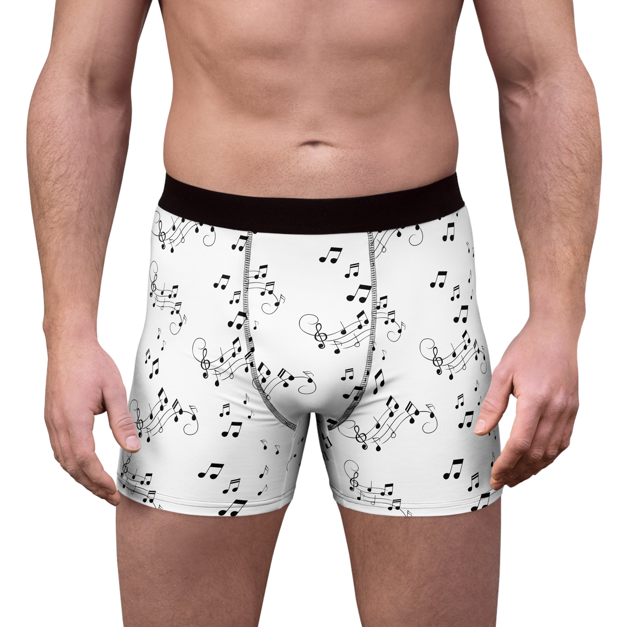 Men's Music Notes Boxer Briefs - Men's All-Over Print Musical Underwear