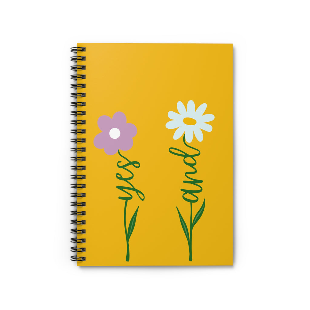 Floral Yes and Ruled Spiral Notebook, Inspirational Daisy Journal