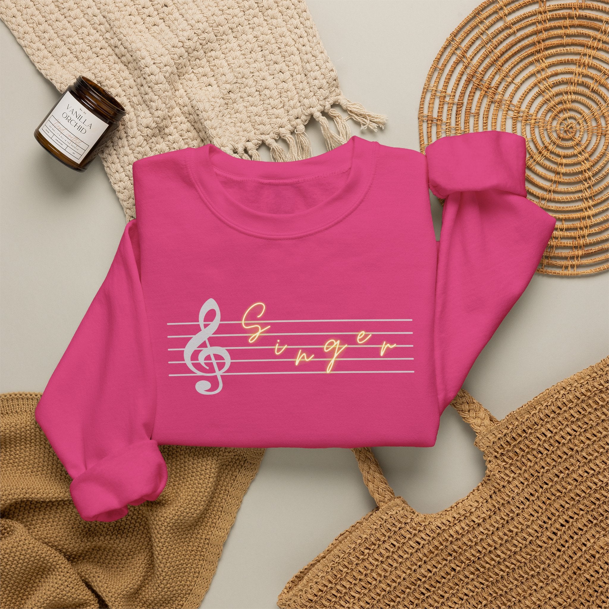 Music Staff Singer Crewneck Sweatshirt — Vocalist Musician Sweatshirt