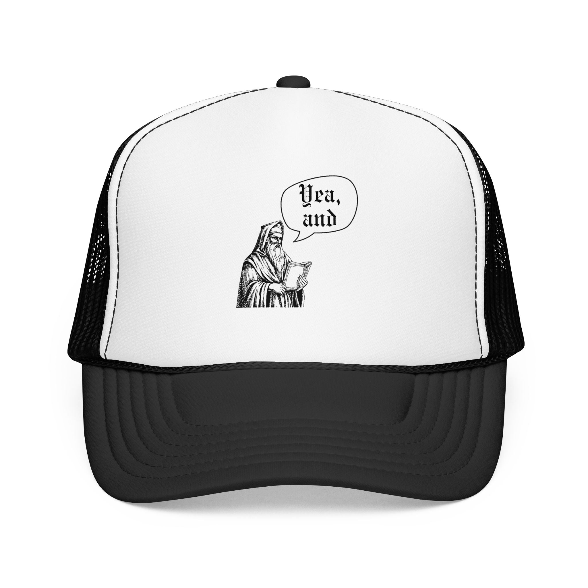 Yea, and improv hat, Monk Illustration with “Yea, and” Speech Bubble