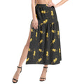 Comedy tragedy masks Elastic Waist Ruffle Slit Hem Skirt