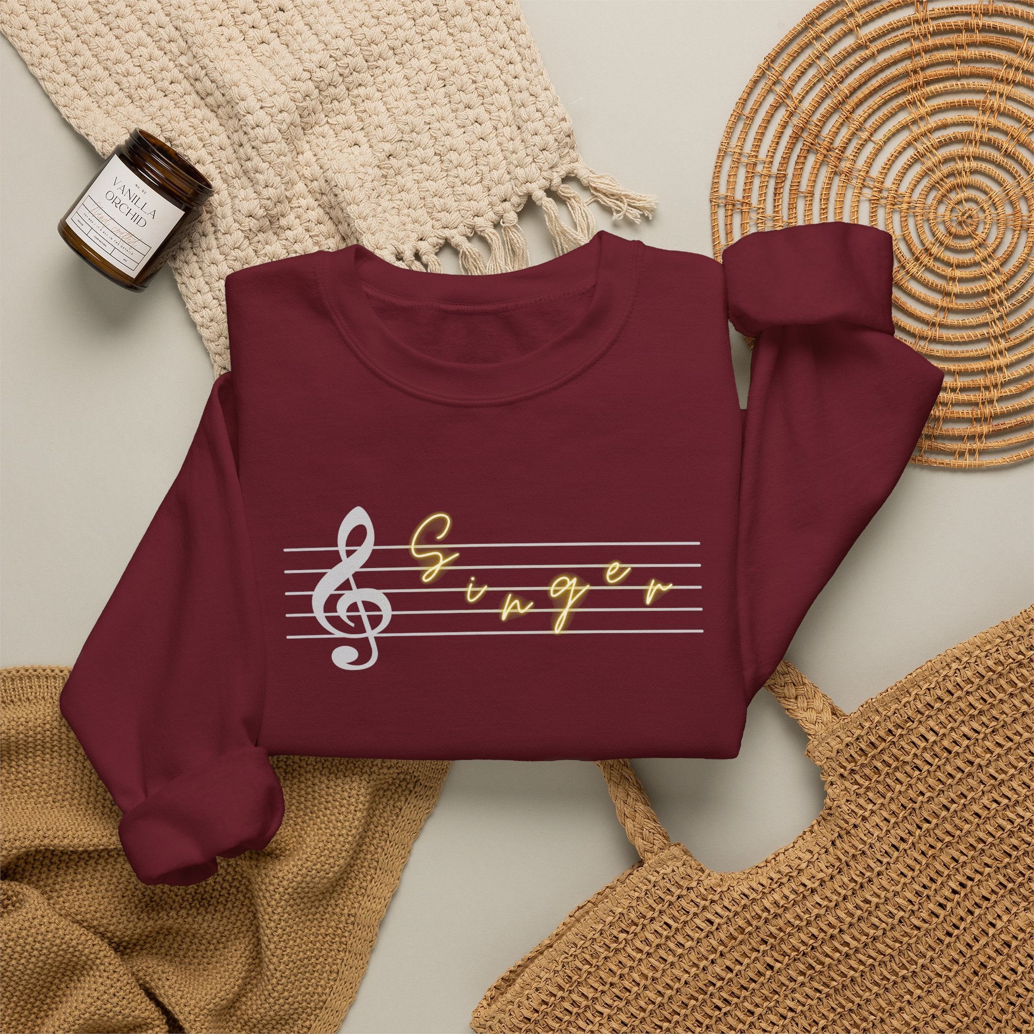 Music Staff Singer Crewneck Sweatshirt — Vocalist Musician Sweatshirt