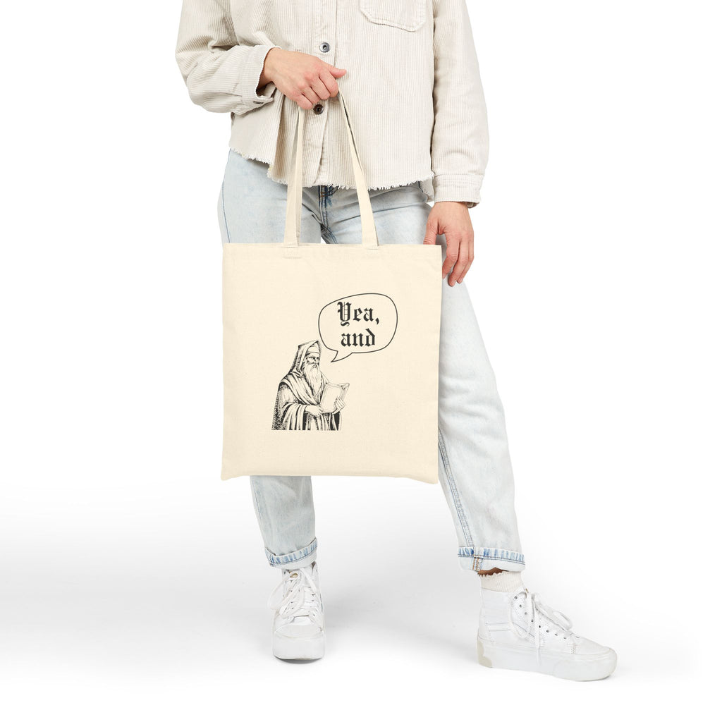 Yea, and improv Canvas Tote, Funny Medieval improviser Gift