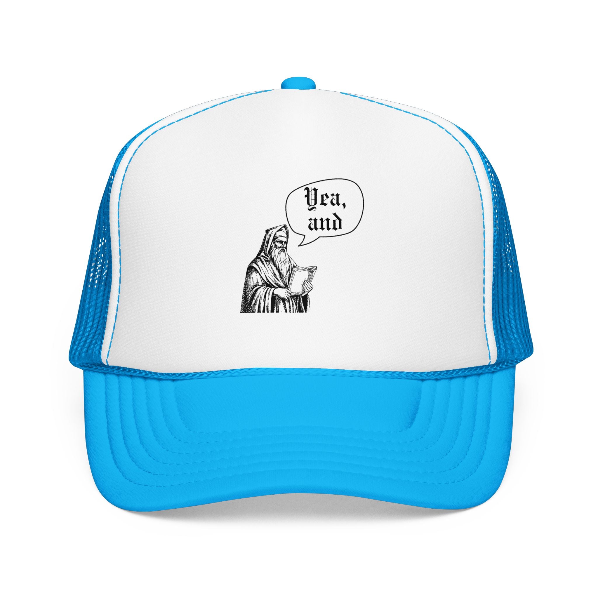 Yea, and improv hat, Monk Illustration with “Yea, and” Speech Bubble
